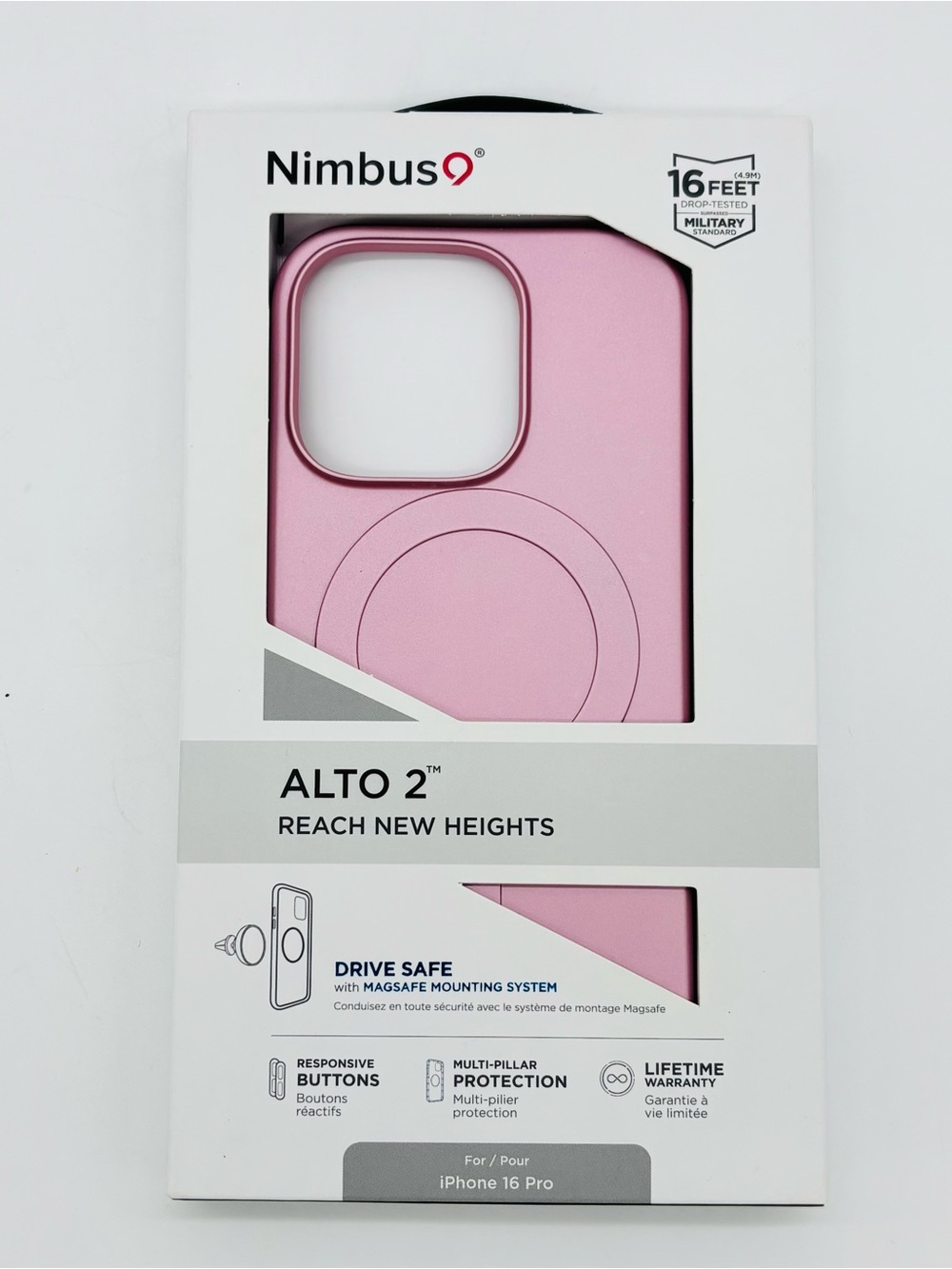 Nimbus9 Alto 2 iPhone 16 Pro Pink MagSafe Case Drop Tested Protection Slim New